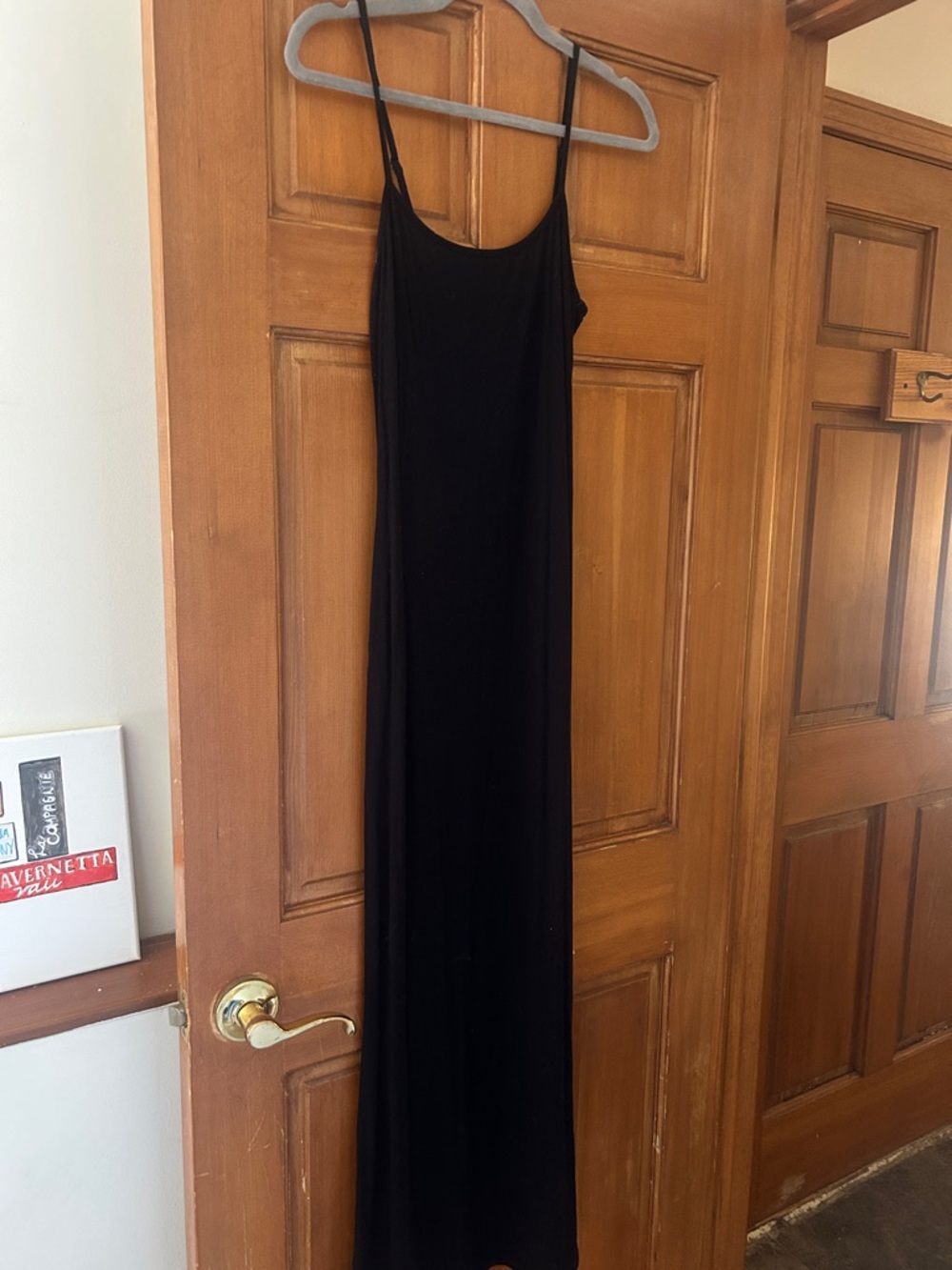 H&M Black Maxi Slip Dress with Spaghetti Straps